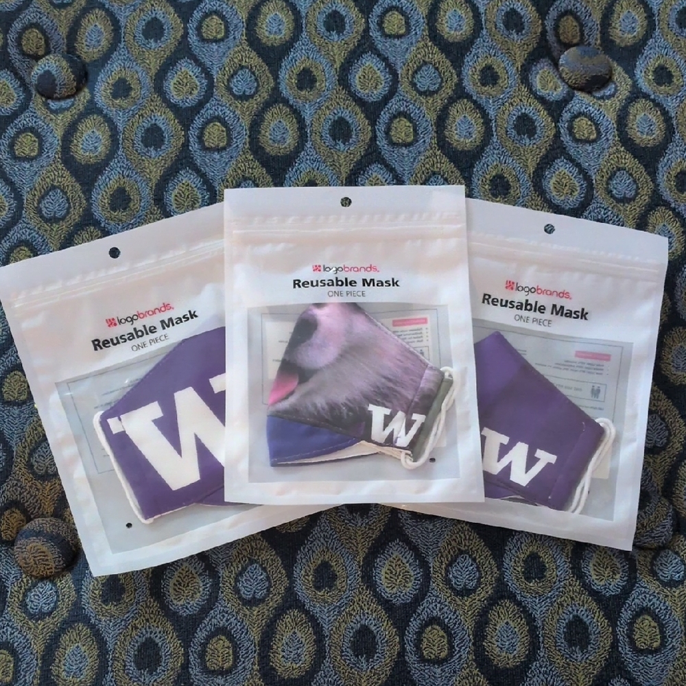Set Of 3 Reusable University Of Washington Face Masks